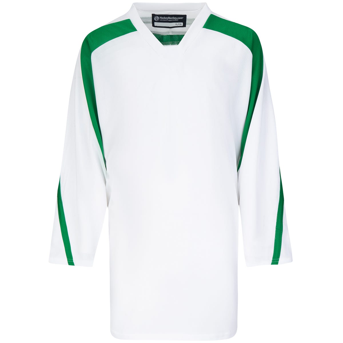 Monkeysports Premium Youth Practice Hockey Jersey in White/Kelly Green Size Large/X-Large