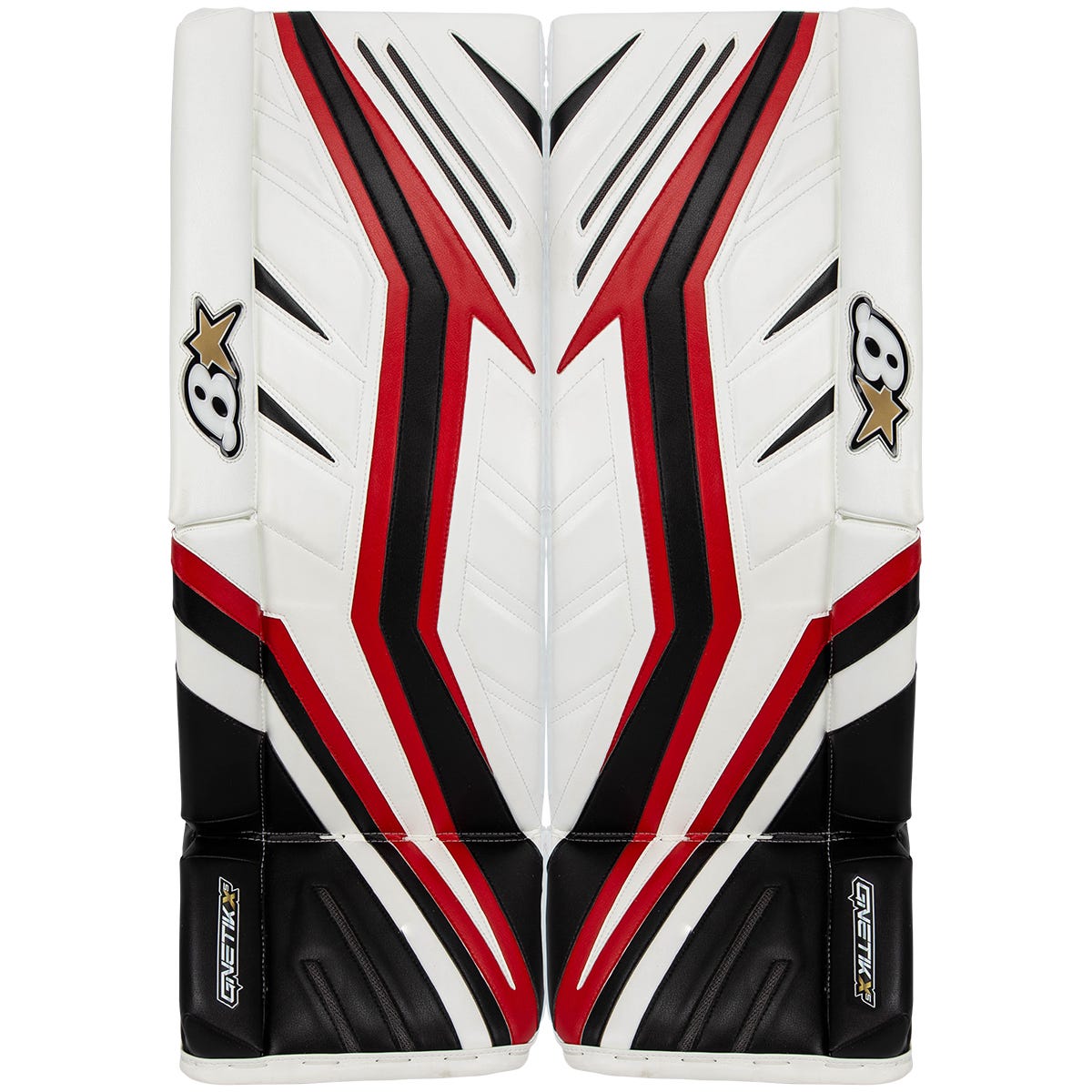 Brians Brians G-Netik X5 Senior Goalie Leg Pads in White/Black/Red Size 33+1in