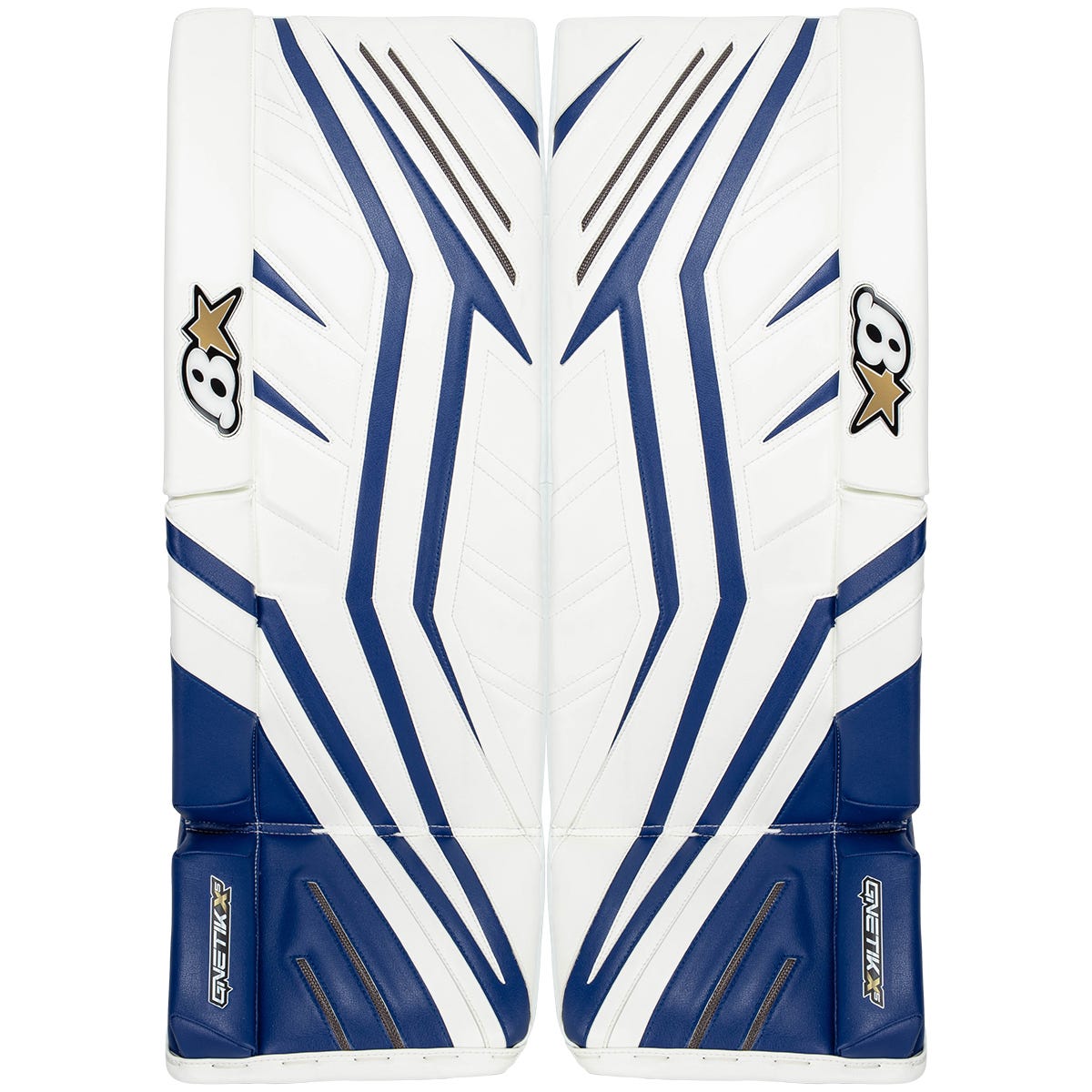 Brians Brians G-Netik X5 Senior Goalie Leg Pads in Royal White Size 33+1in