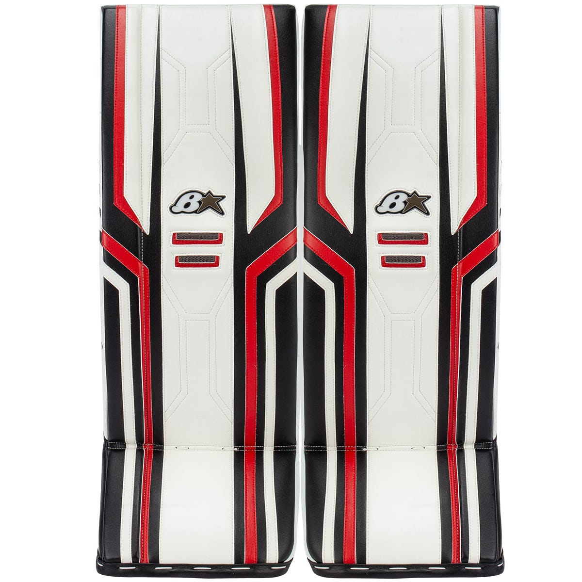 Brians Brians Optik X3 Senior Goalie Leg Pads in White/Black/Red Size 33+1in