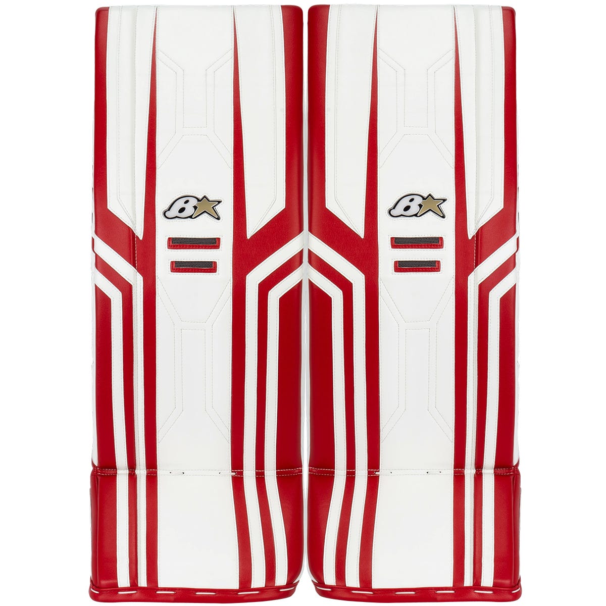 Brians Brians Optik X3 Senior Goalie Leg Pads in White/Red Size 35+1in