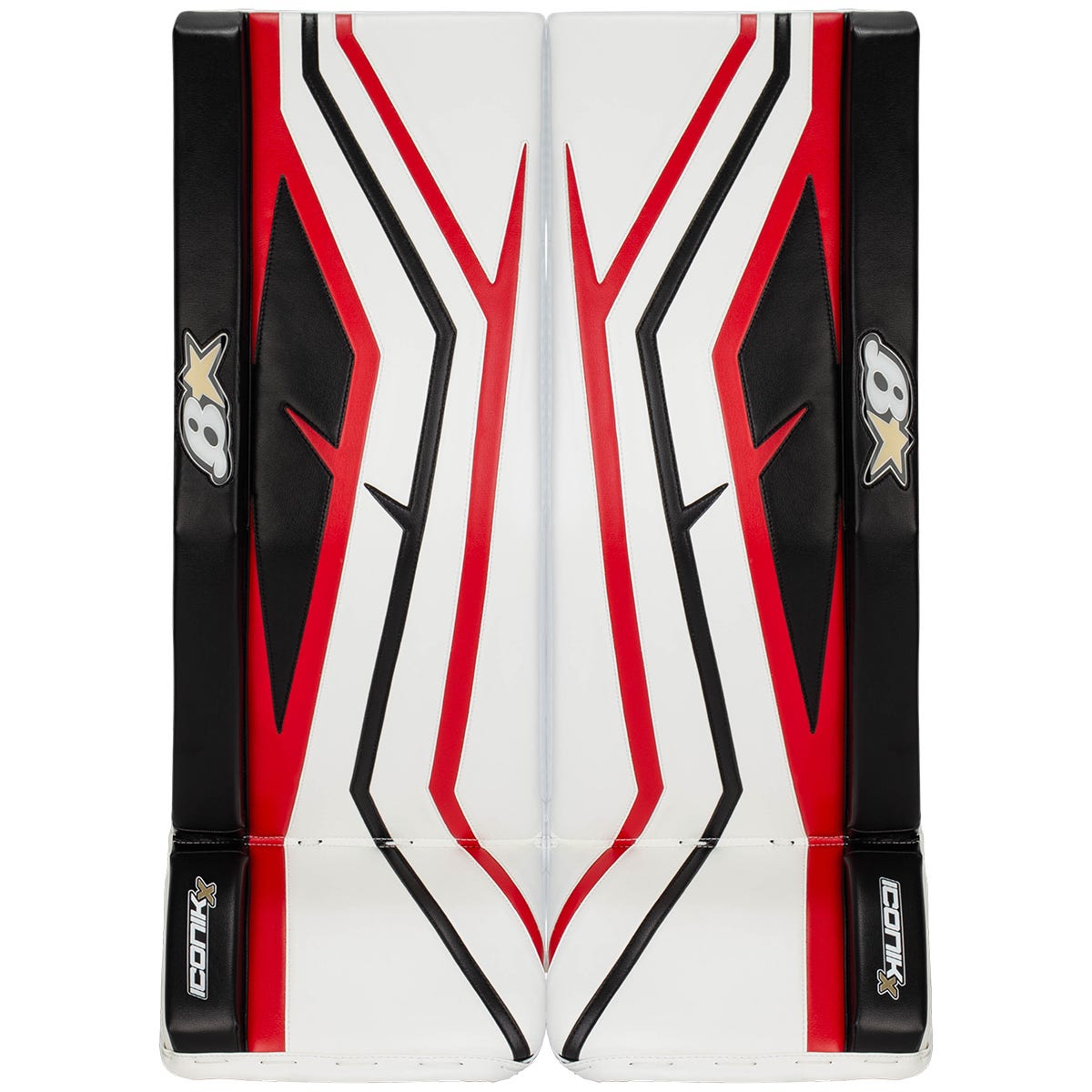 Brians Brians Iconik X Senior Goalie Leg Pads in White/Black/Red Size 36+1in