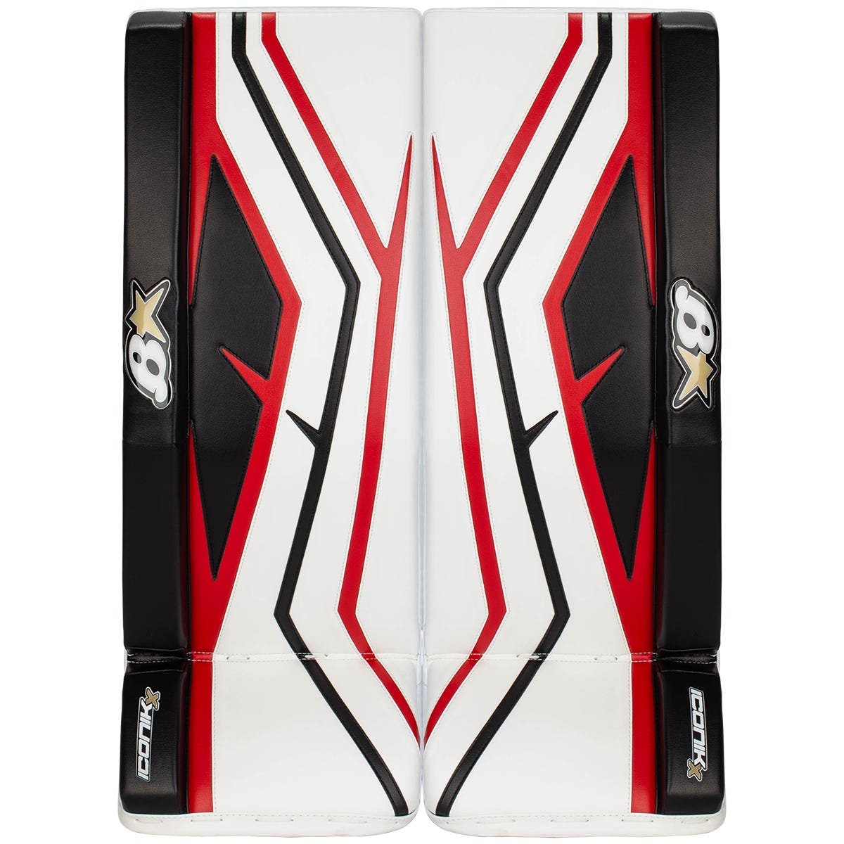 Brians Brians Iconik X Intermediate Goalie Leg Pads in White/Black/Red Size 31+1in