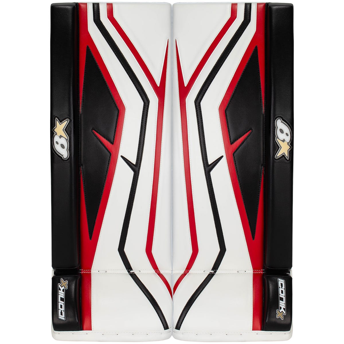 Brians Brians Iconik X Junior Goalie Leg Pads in White/Black/Red Size 29+1in