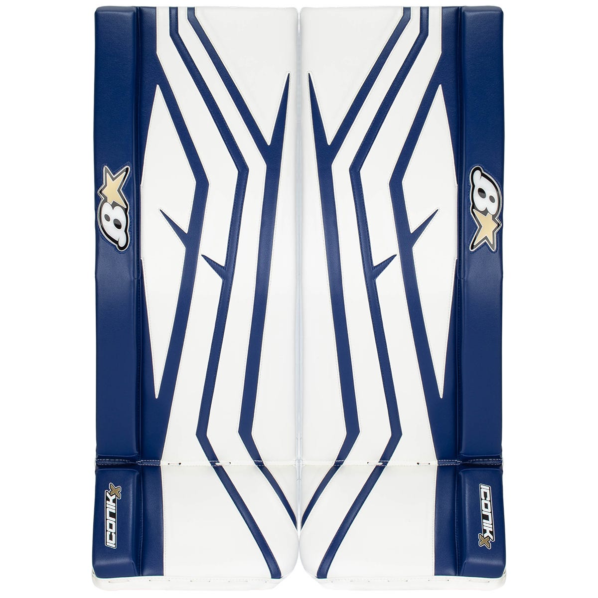 Brians Brians Iconik X Senior Goalie Leg Pads in White/Blue Size 36+1in