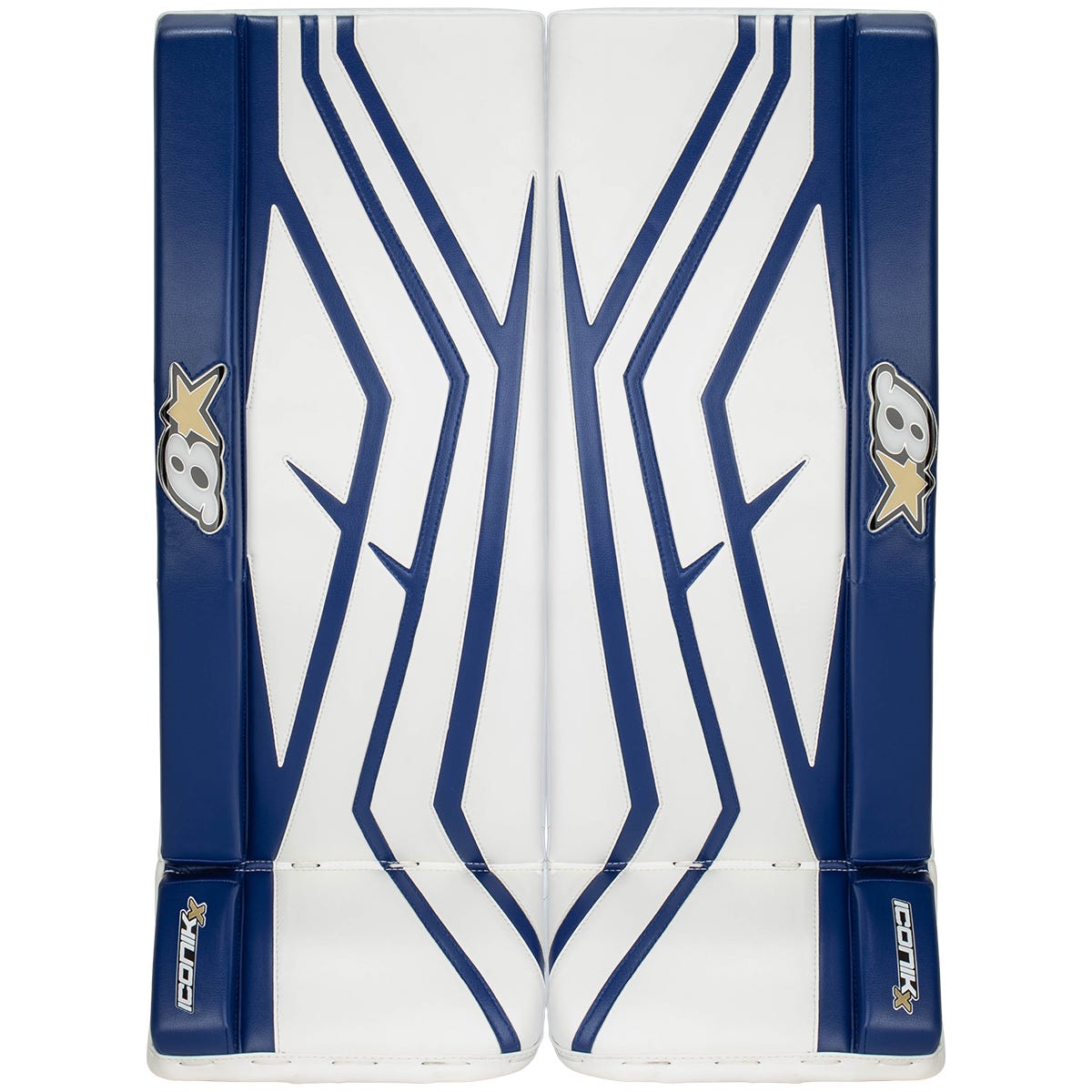 Brians Brians Iconik X Intermediate Goalie Leg Pads in White/Blue Size 30+1in