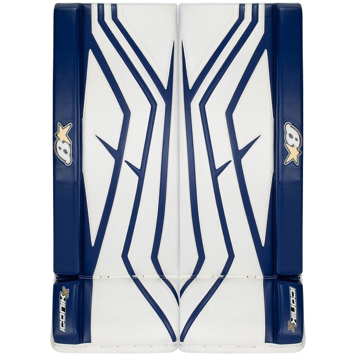 Brians Brians Iconik X Junior Goalie Leg Pads in White/Blue Size 27+1in