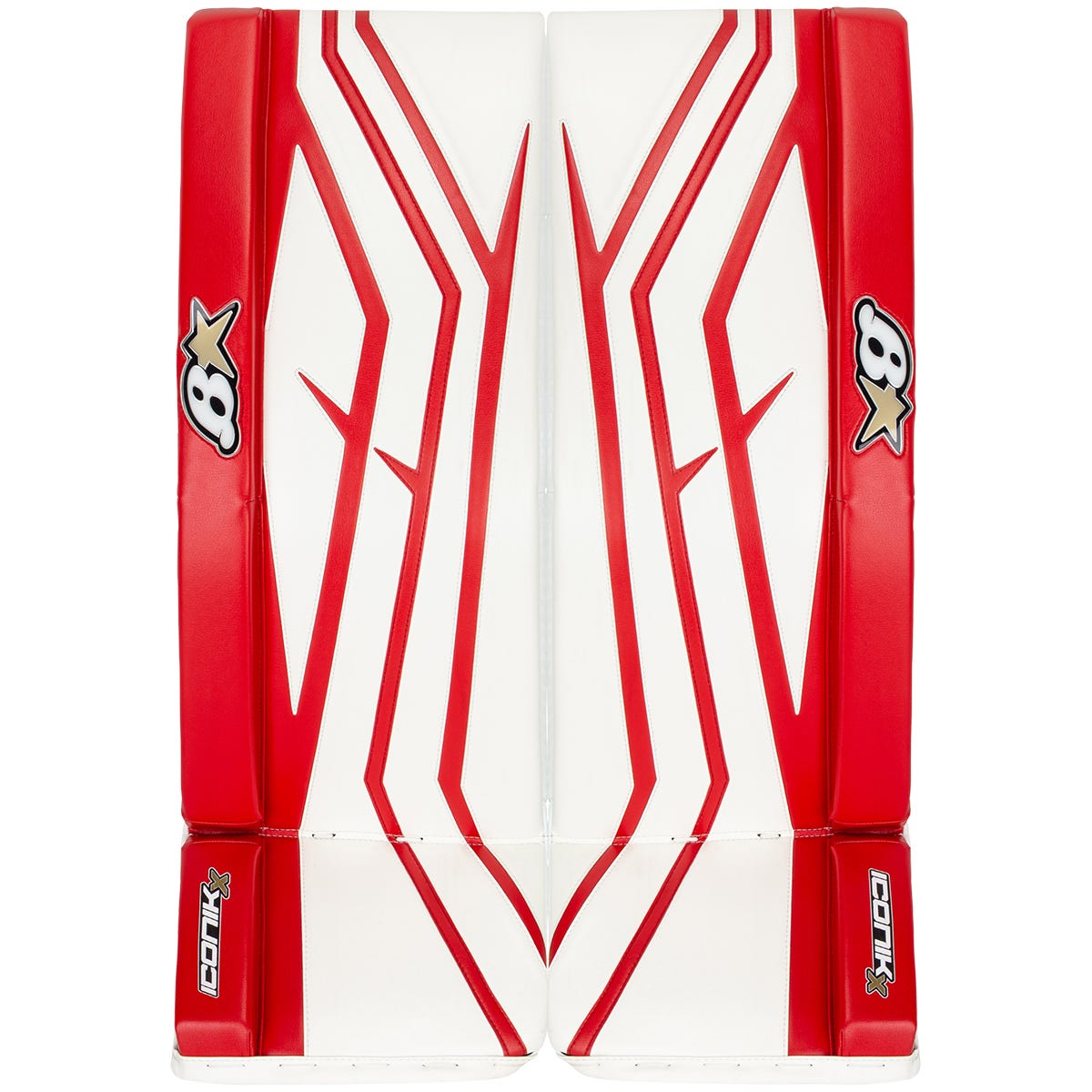 Brians Brians Iconik X Senior Goalie Leg Pads in White/Red Size 34+1in