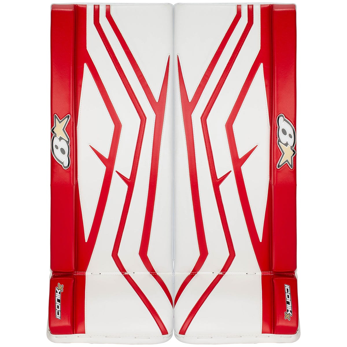 Brians Brians Iconik X Intermediate Goalie Leg Pads in White/Red Size 32+1in
