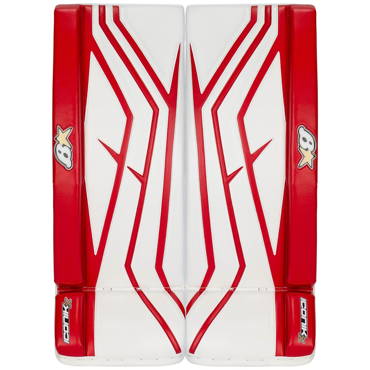 Brians Brians Iconik X Junior Goalie Leg Pads in White/Red Size 27+1in