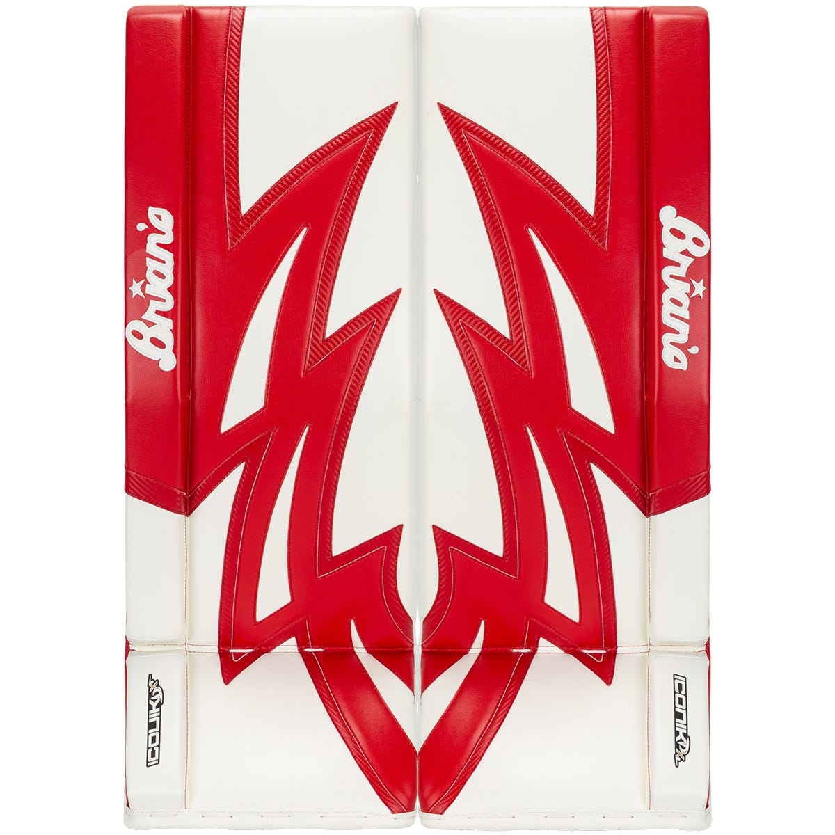 Brians Brians Iconik DX2 Senior Goalie Leg Pads in White/Red Size 33+1in