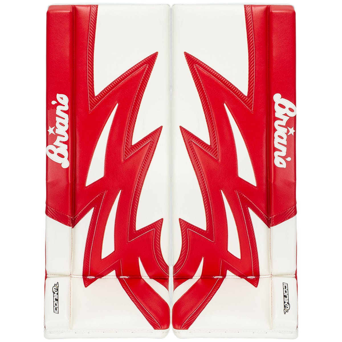 Brians Brians Iconik DX2 Intermediate Goalie Leg Pads in White/Red Size 31+1in
