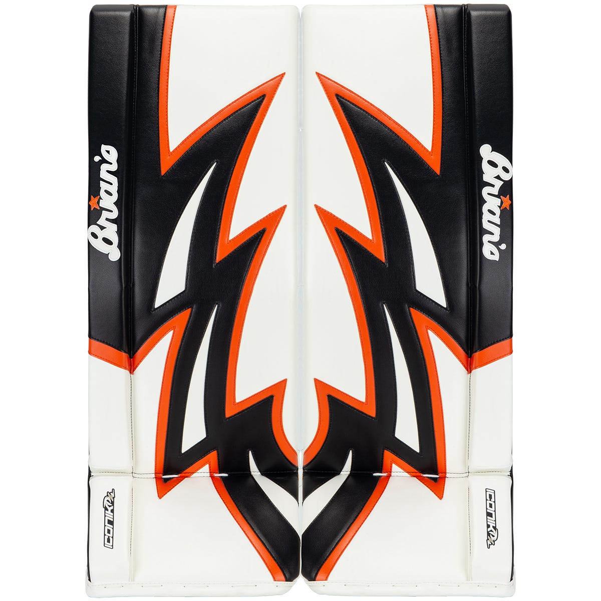 Brians Brians Iconik DX2 Senior Goalie Leg Pads in White/Black/Orange Size 35+1in