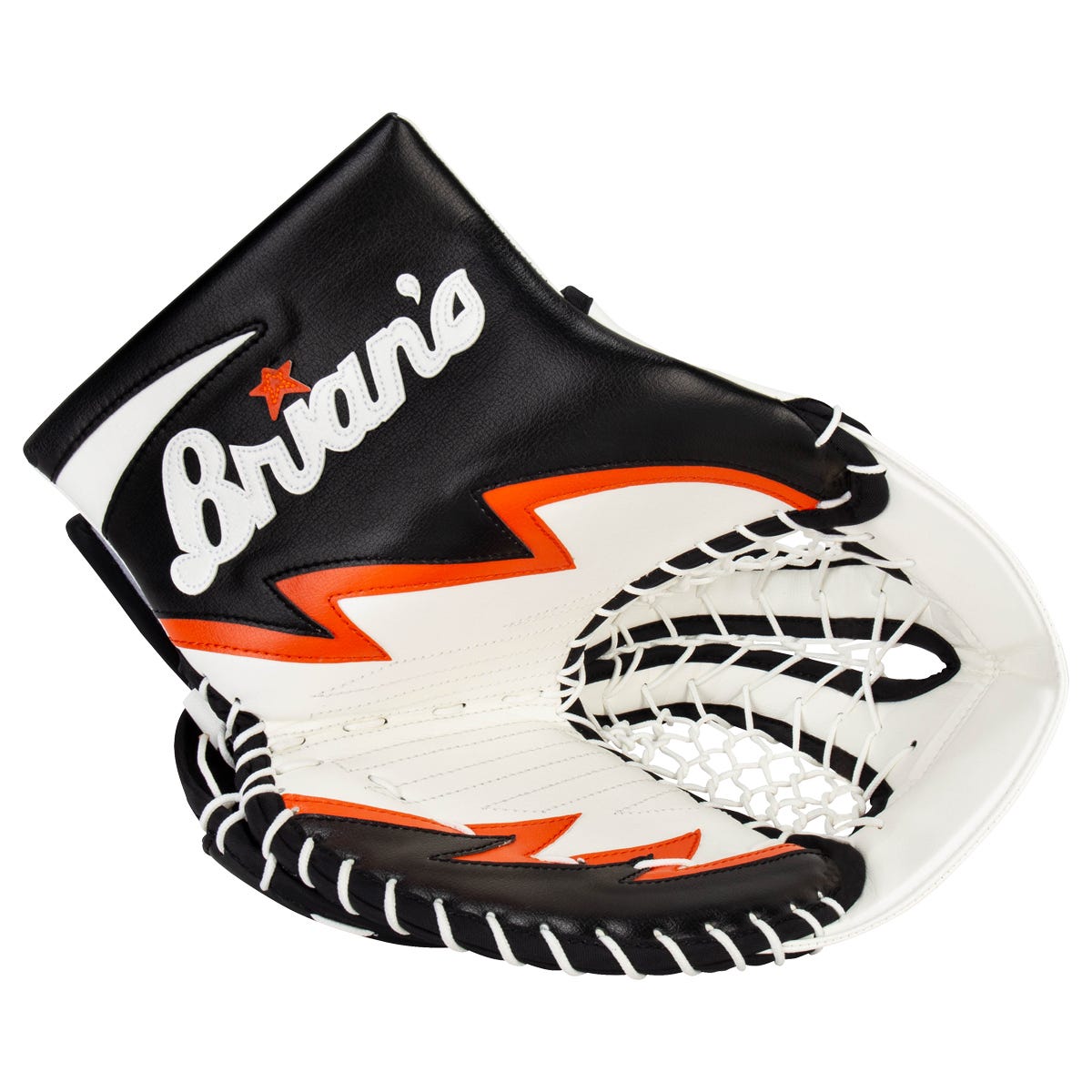 Brians Brians Iconik DX2 Intermediate Goalie Glove in White/Orange/Black