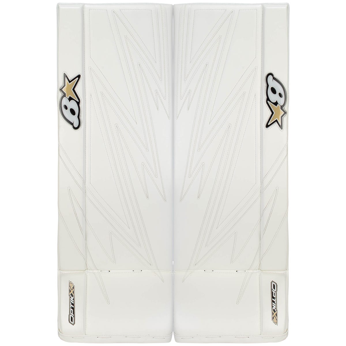 Brians Brians Optik X4 Intermediate Goalie Leg Pads in White/White Size 32+1in