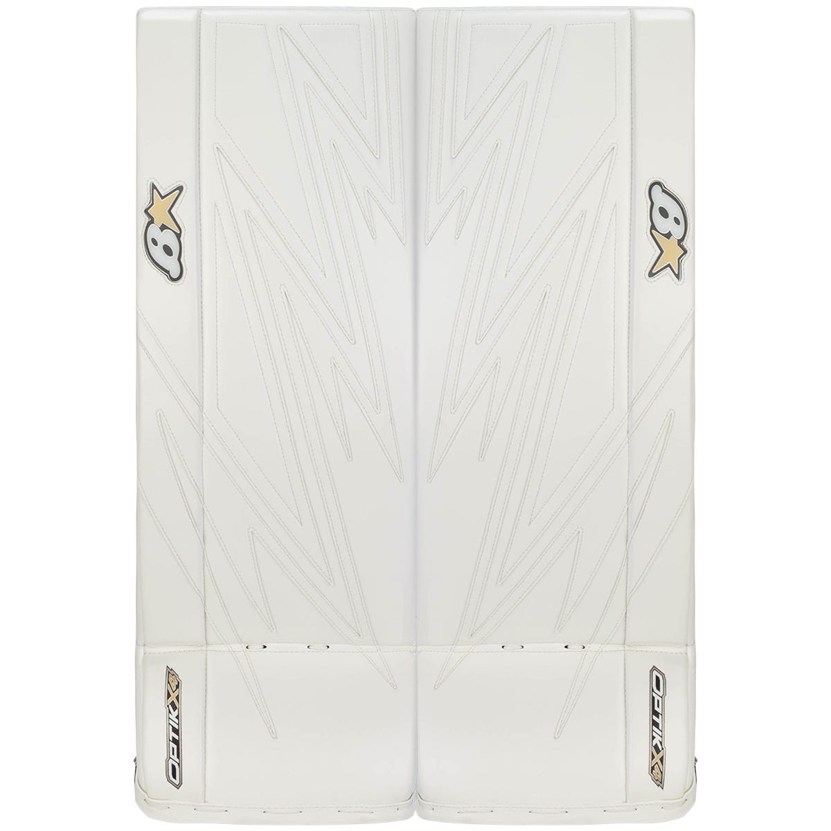Brians Brians Optik X4 Junior Goalie Leg Pads in White/White Size 27+1in