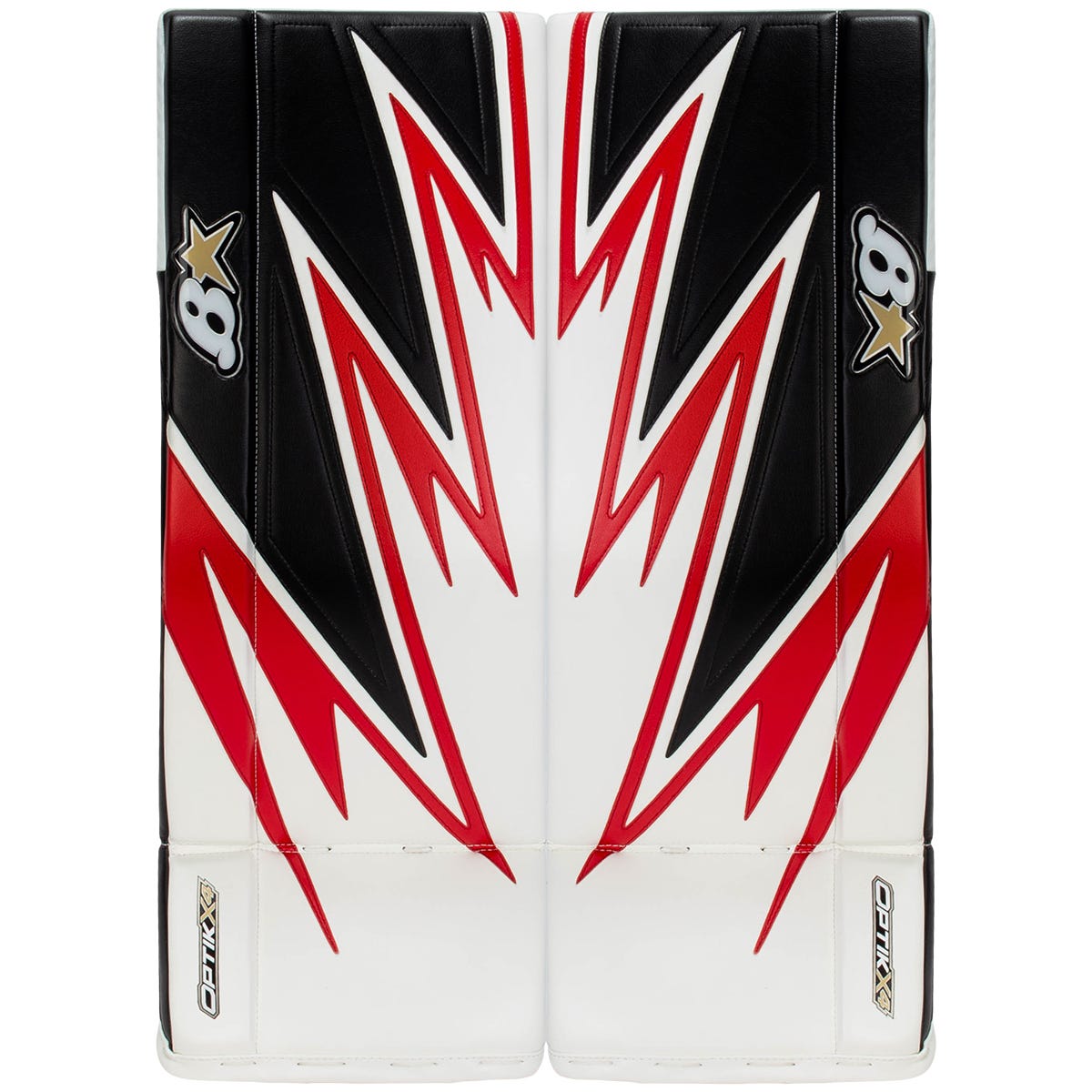 Brians Brians Optik X4 Intermediate Goalie Leg Pads in White/Black/Red Size 32+1in
