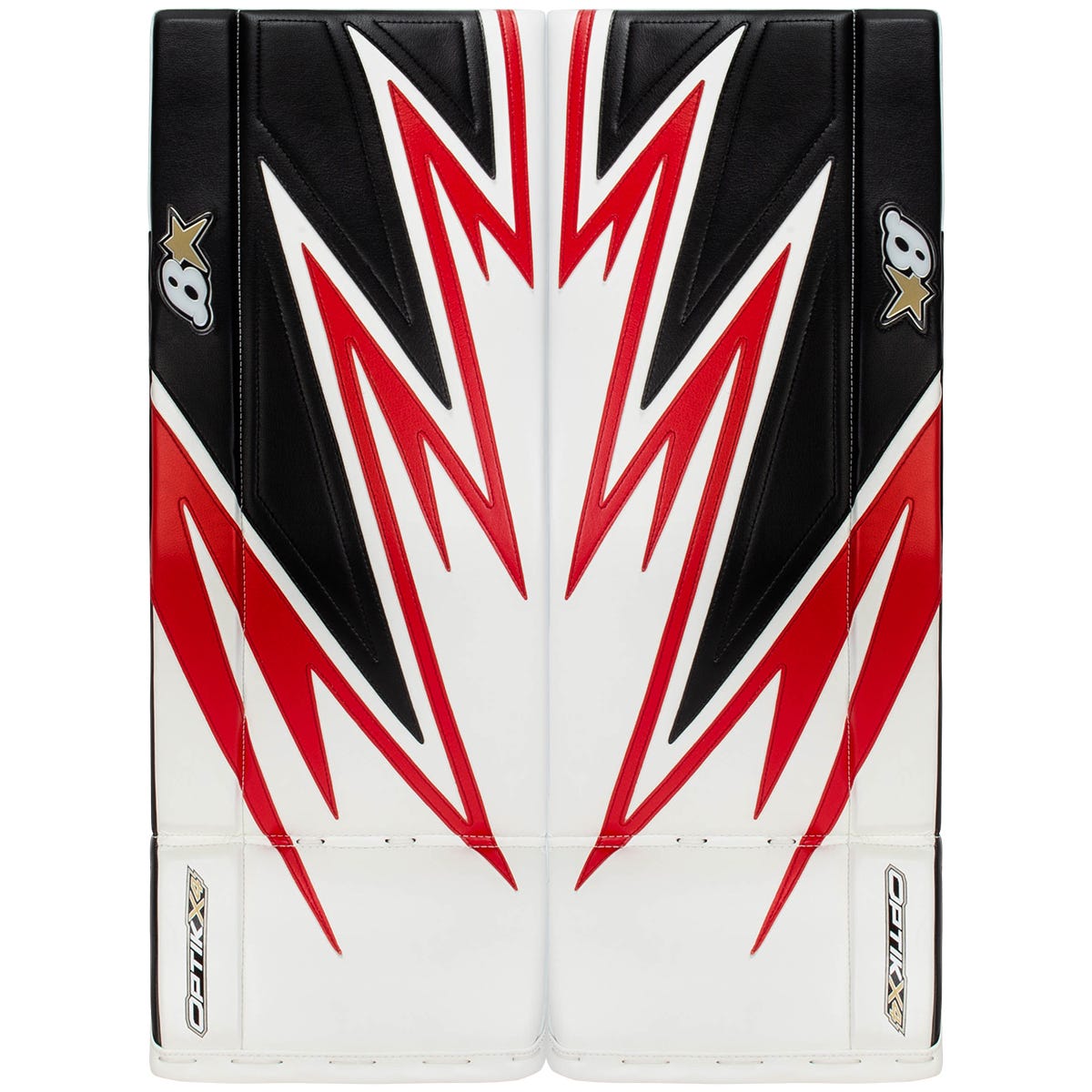 Brians Brians Optik X4 Junior Goalie Leg Pads in White/Black/Red Size 27+1in