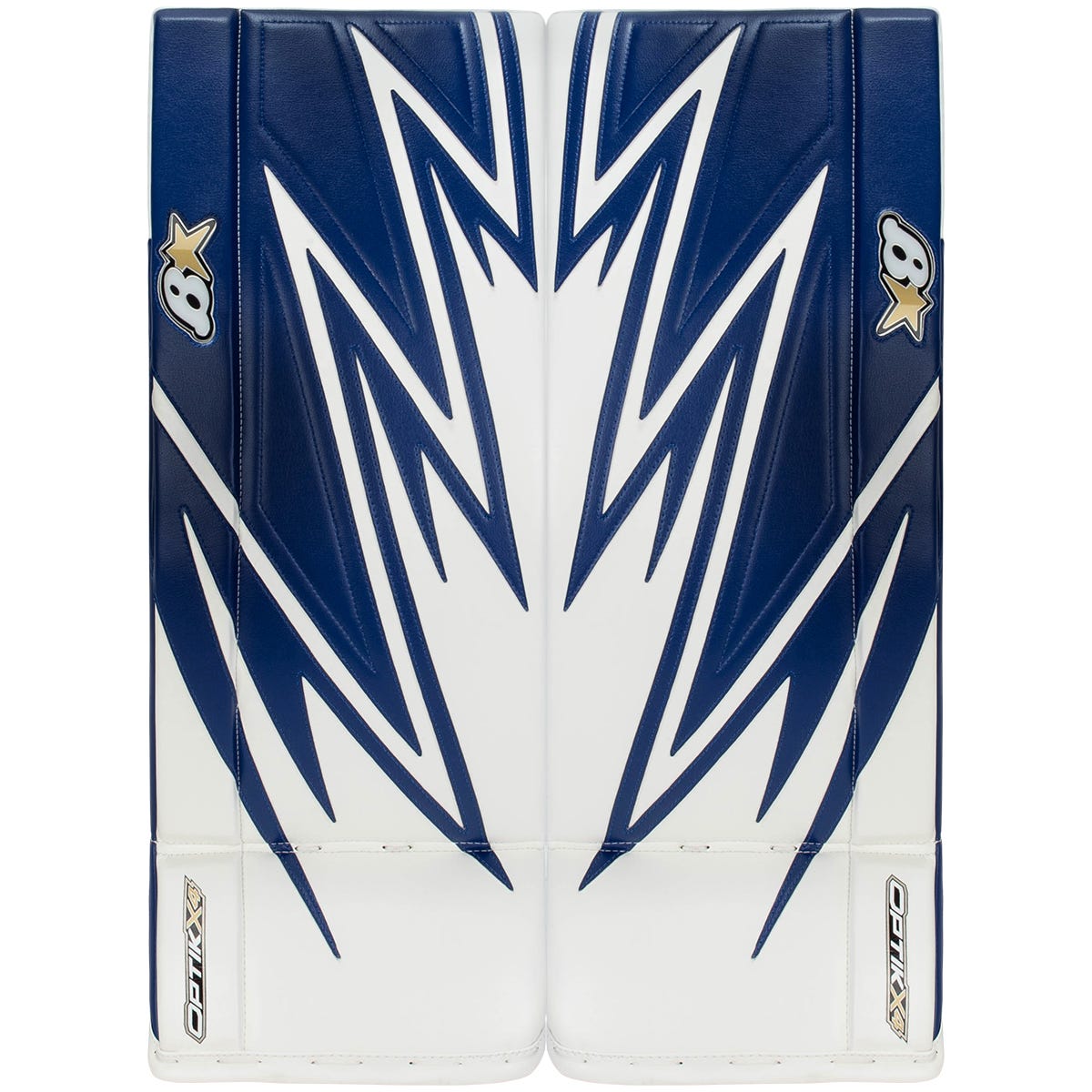 Brians Brians Optik X4 Junior Goalie Leg Pads in White/Blue Size 29+1in