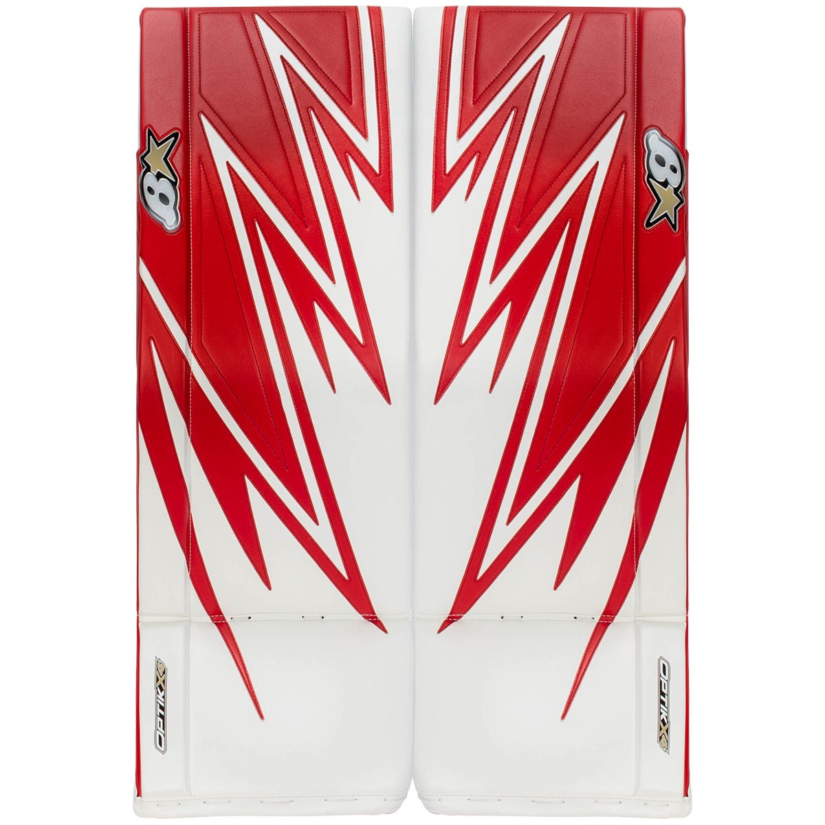 Brians Brians Optik X4 Senior Goalie Leg Pads in White/Red Size 34+1in