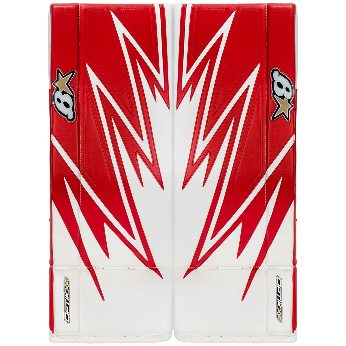 Brians Brians Optik X4 Intermediate Goalie Leg Pads in White/Red Size 32+1in