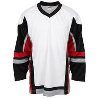 Stadium Adult Hockey Jersey - in White/Black/Red Size Goal Cut (Intermediate)