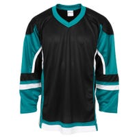 Stadium Adult Hockey Jersey - in Black/Teal/White Size XX-Large