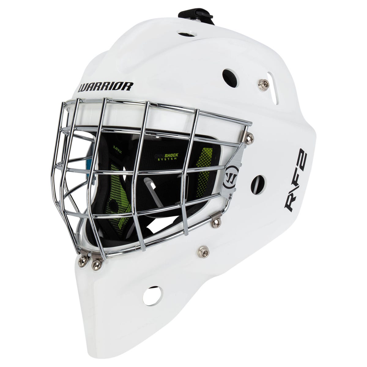 Warrior Ritual R\F2 E+ Senior Certified Straight Bar Goalie Mask in White Size Large/X-Large