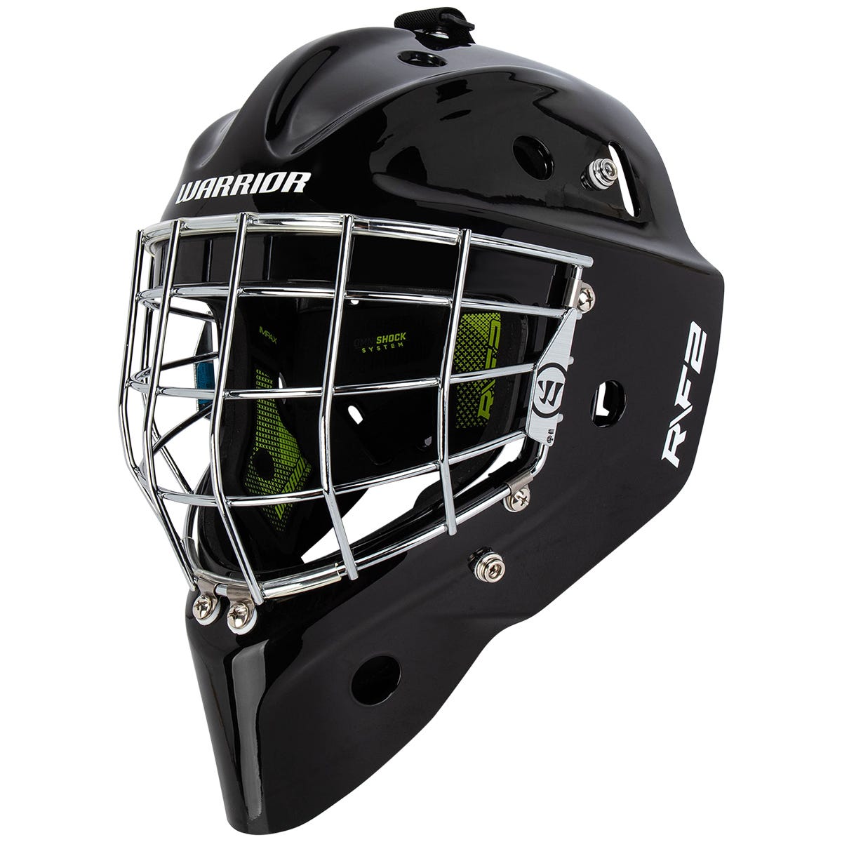 Warrior Ritual R\F2 E Senior Certified Straight Bar Goalie Mask in Black Size Medium/Large