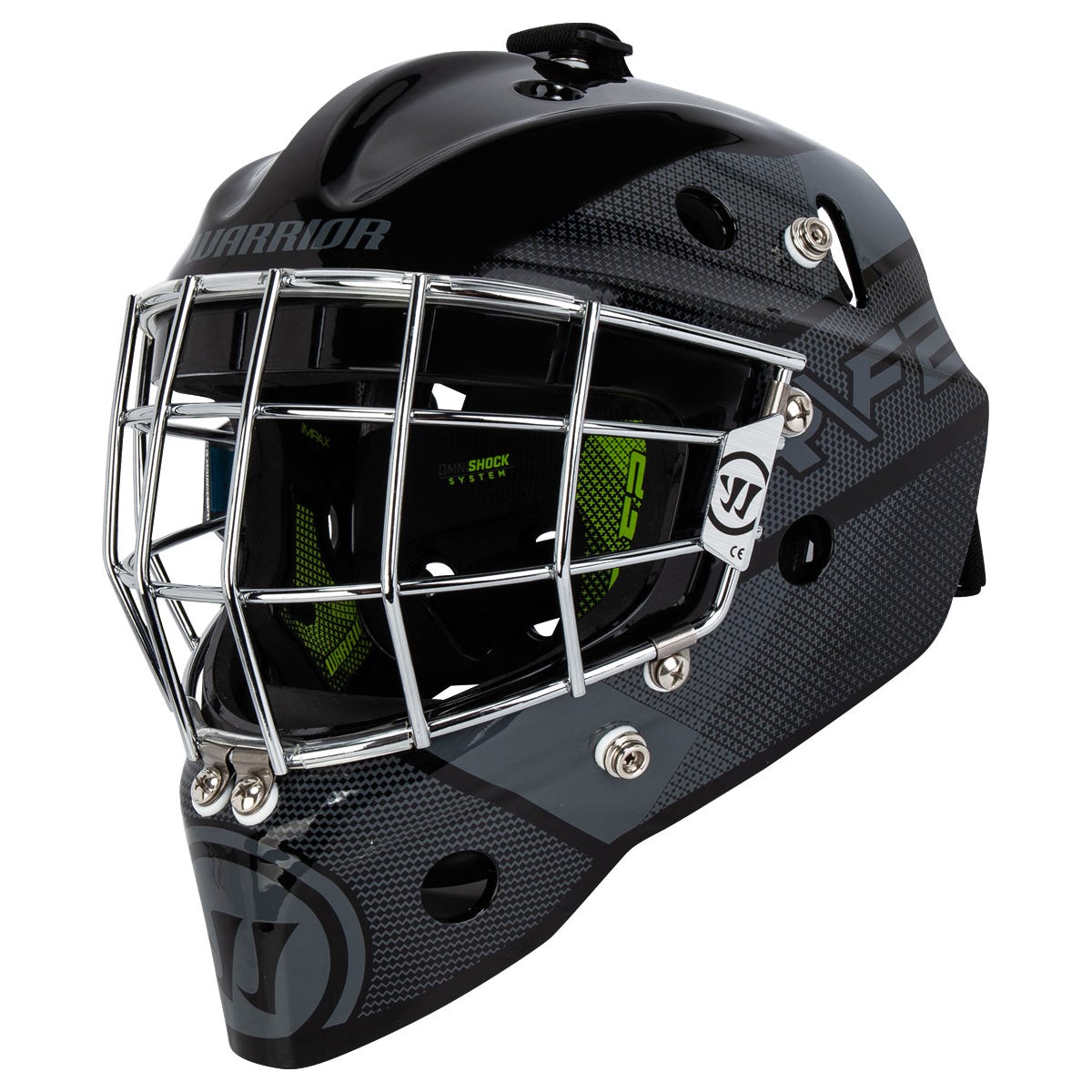 Warrior Ritual R\F2 Youth Certified Straight Bar Goalie Mask in Black