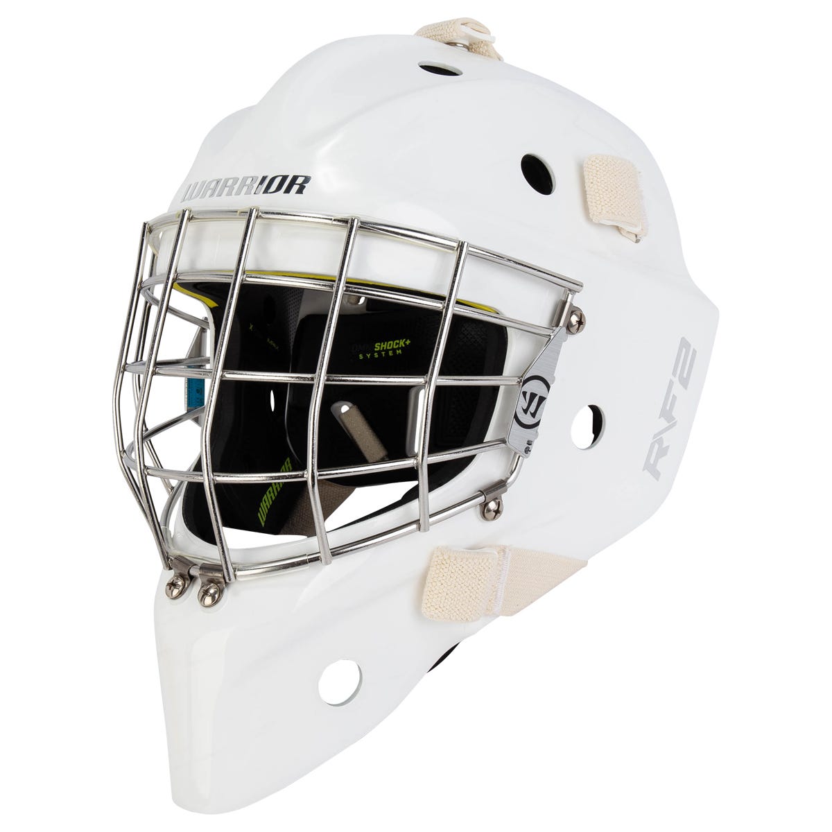 Warrior Ritual R\F2 Pro Senior Certified Straight Bar Goalie Mask in White Size Medium/Large