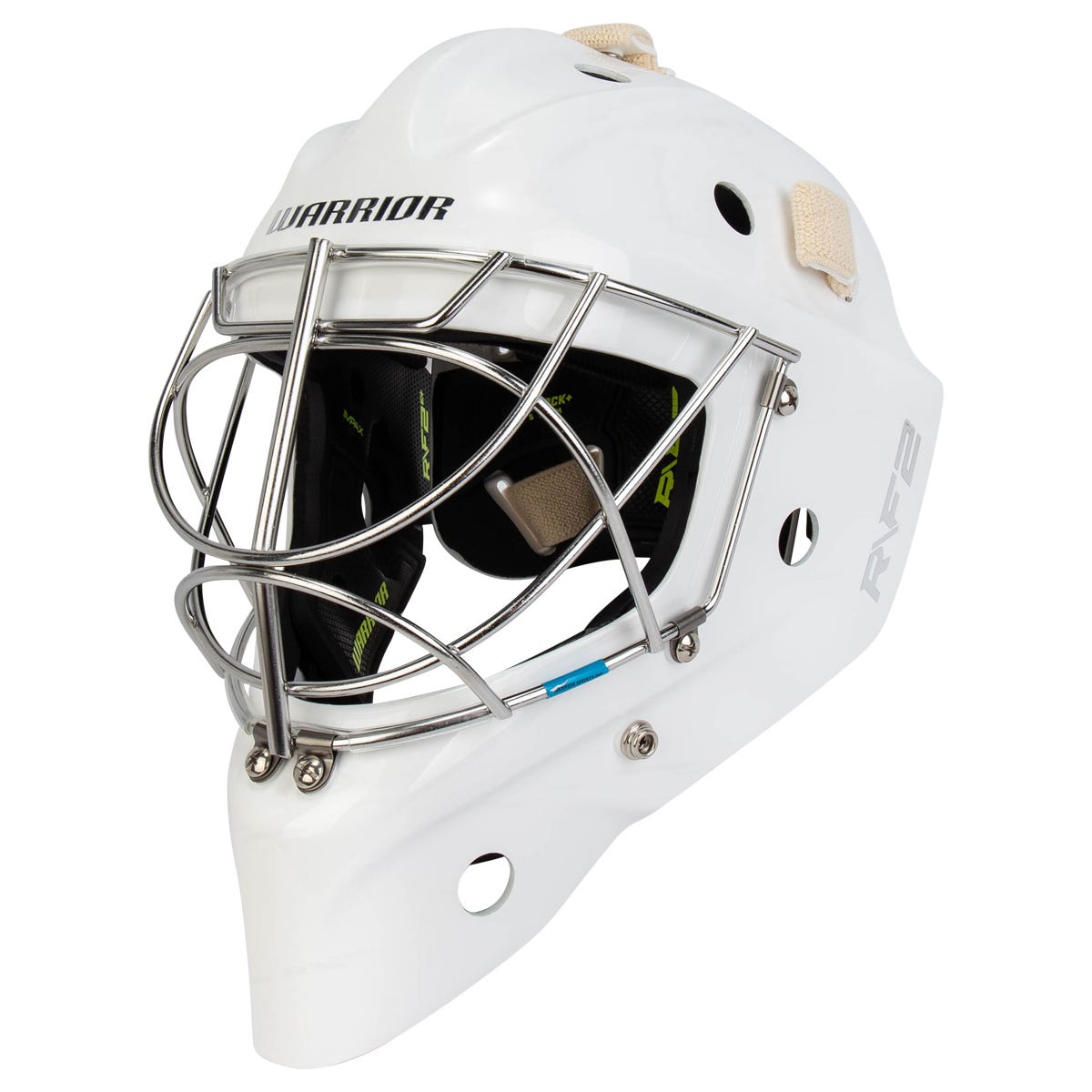 Warrior Ritual R\F2 E+ Senior Non-Certified Cat Eye Goalie Mask in White Size Medium/Large