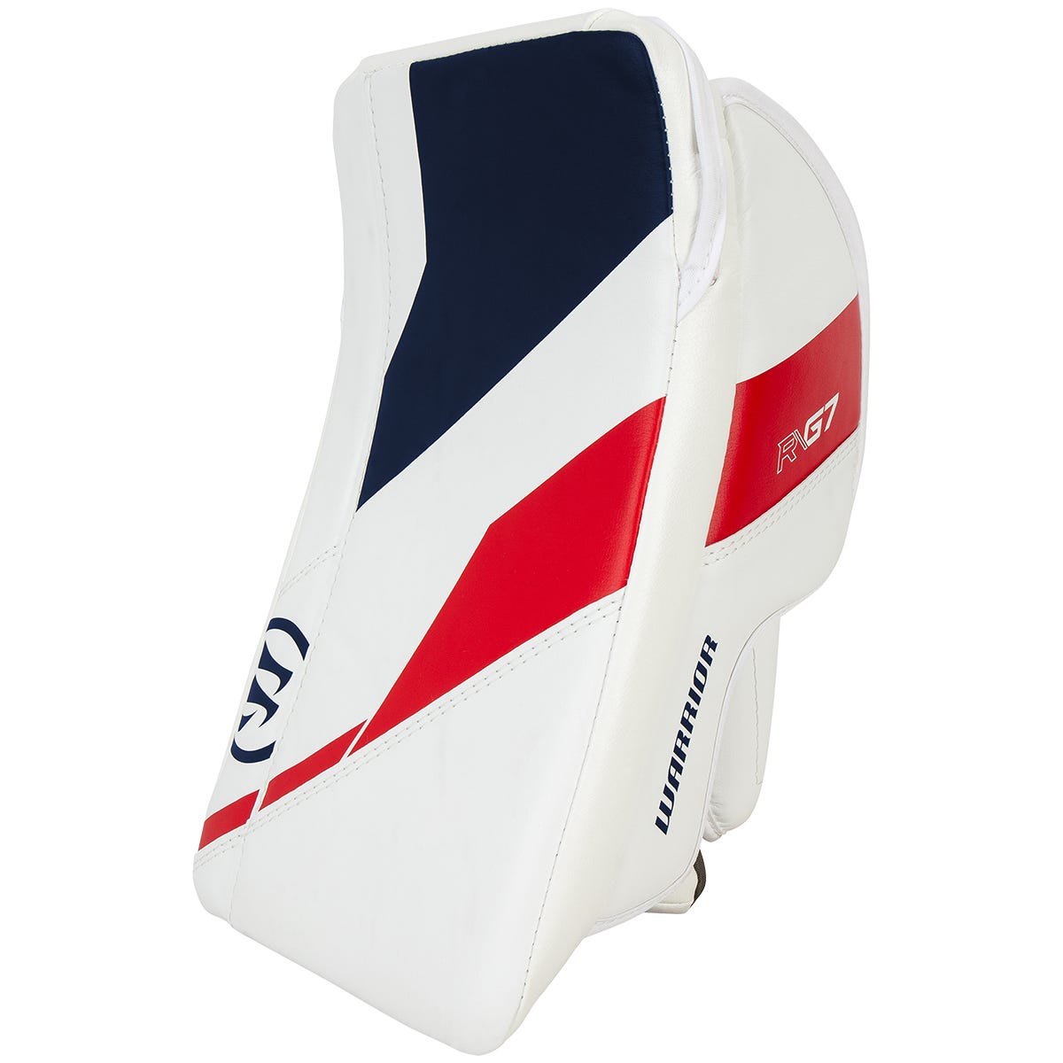 Warrior Ritual G7 Junior Goalie Blocker in White/Navy/Red