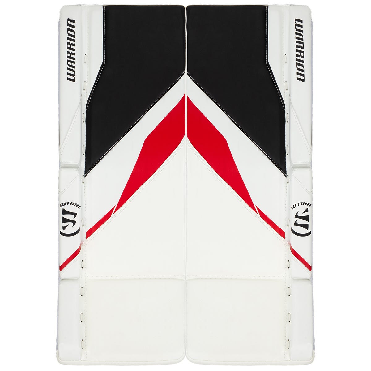 Warrior Ritual G7 Junior Goalie Leg Pads in White/Black/Red Size 30+1in