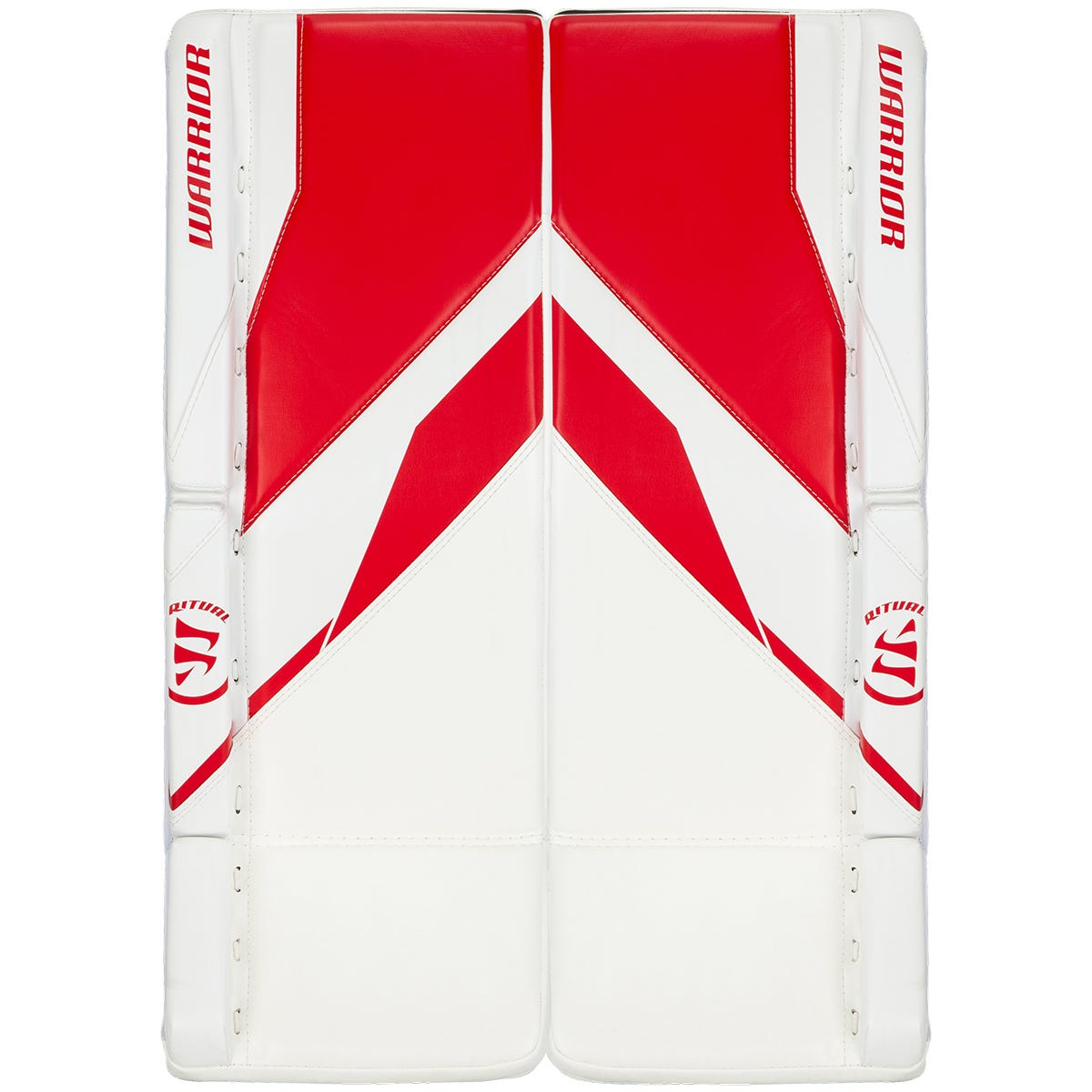 Warrior Ritual G7 Junior Goalie Leg Pads in White/Red Size 28+1in