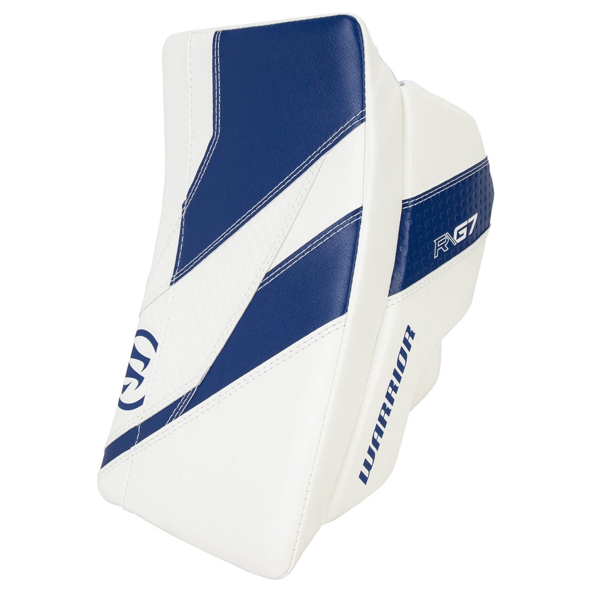 Warrior Ritual G7 Pro Intermediate Goalie Blocker in White/Blue