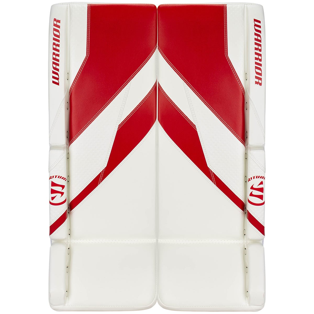 Warrior Ritual G7 Pro Intermediate Goalie Leg Pads in White/Red Size 32+1in