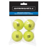 "Winnwell Knee Hockey Ball 50mm 10g 4-Pack in Yellow"