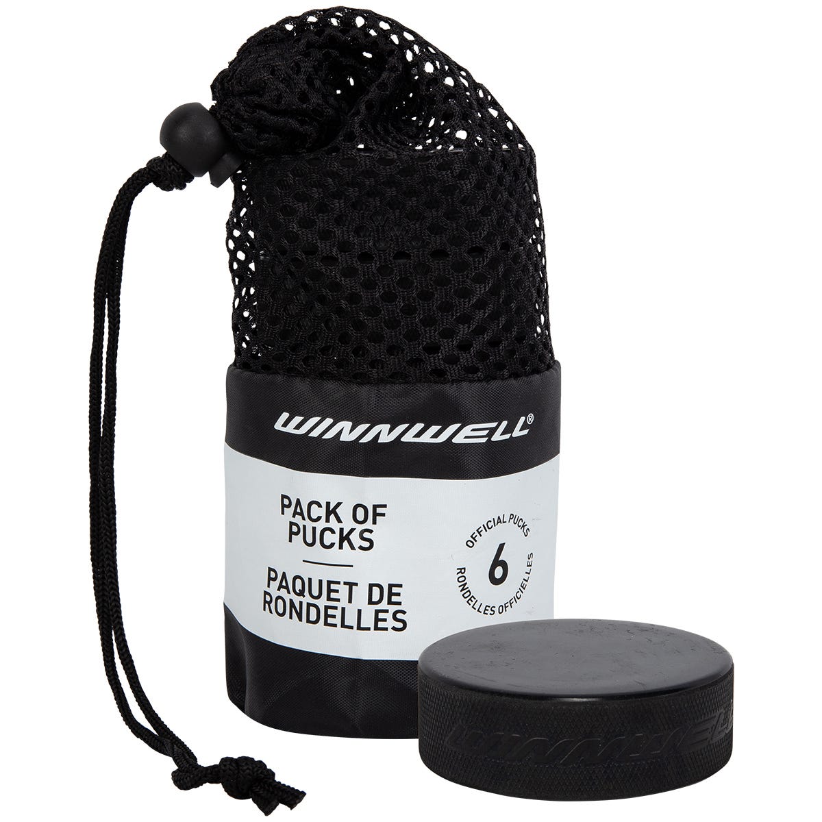 "Winnwell Official Ice Hockey Puck - 6 Pack in Black"