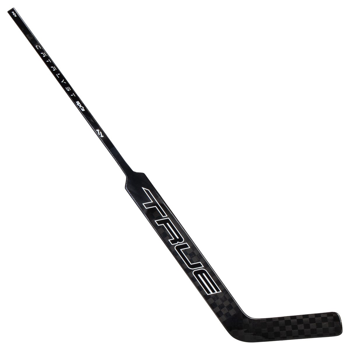 True Catalyst 9X3 Senior Goalie Stick in Black/Black/Silver Size 27in