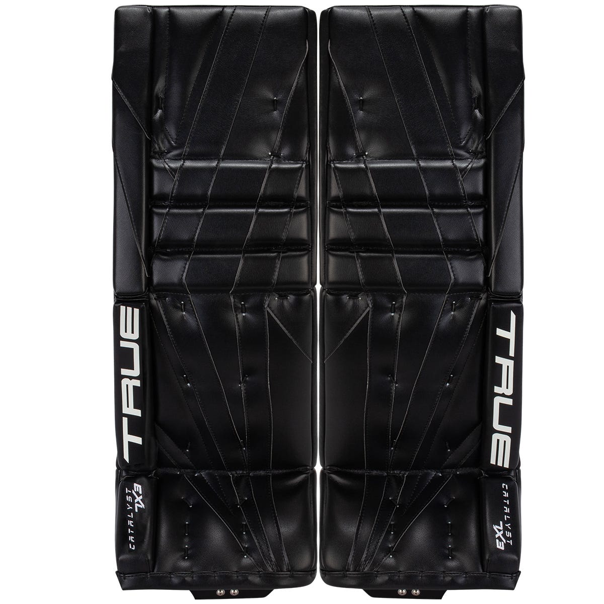 True Catalyst 7X3 Senior Goalie Leg Pads in Black Size 36+2in