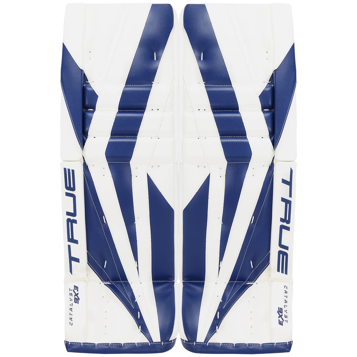 True Catalyst 9X3 Senior Goalie Leg Pads in Royal White Size 36+2in