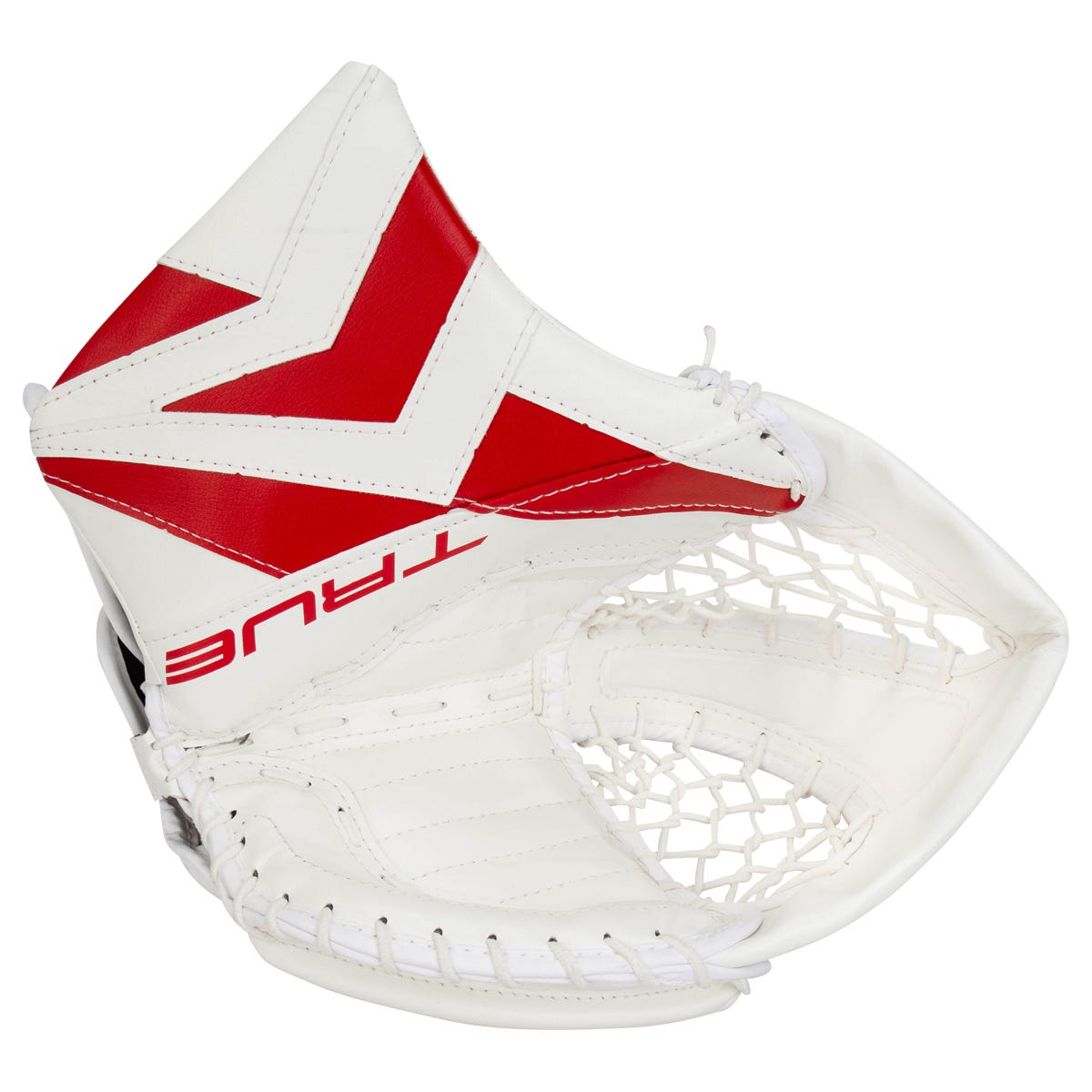 True Catalyst 7X3 Intermediate Goalie Glove in White/Red