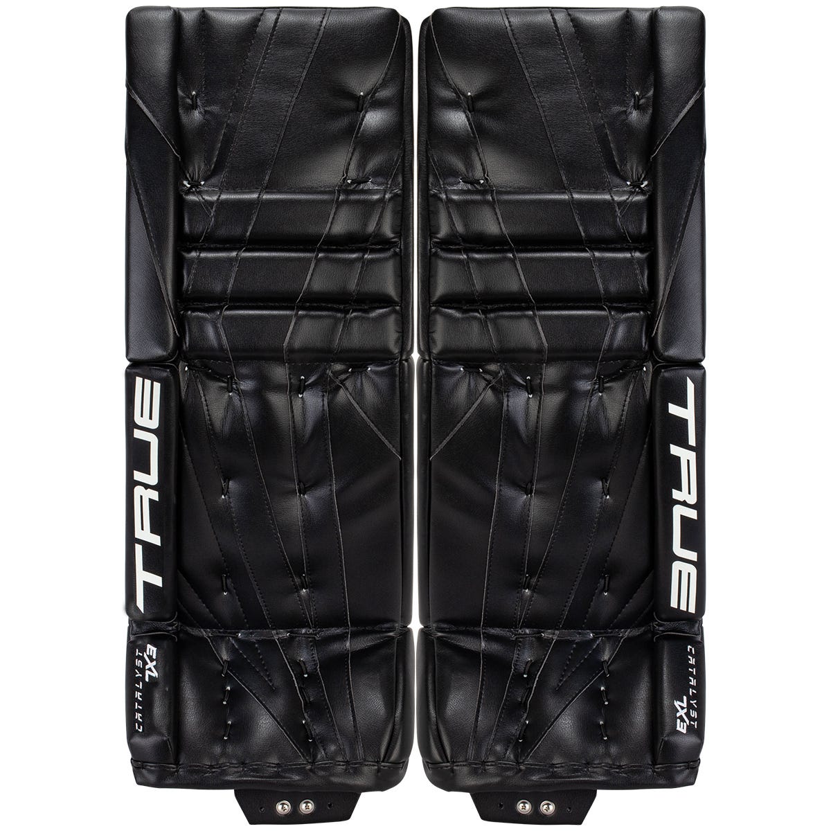 True Catalyst 7X3 Intermediate Goalie Leg Pads in Black Size 29+2in