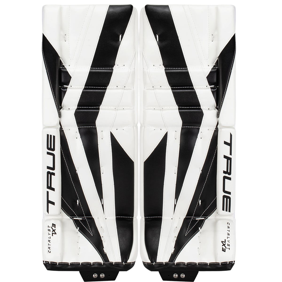 True Catalyst 7X3 Intermediate Goalie Leg Pads in White/Black Size 29+2in