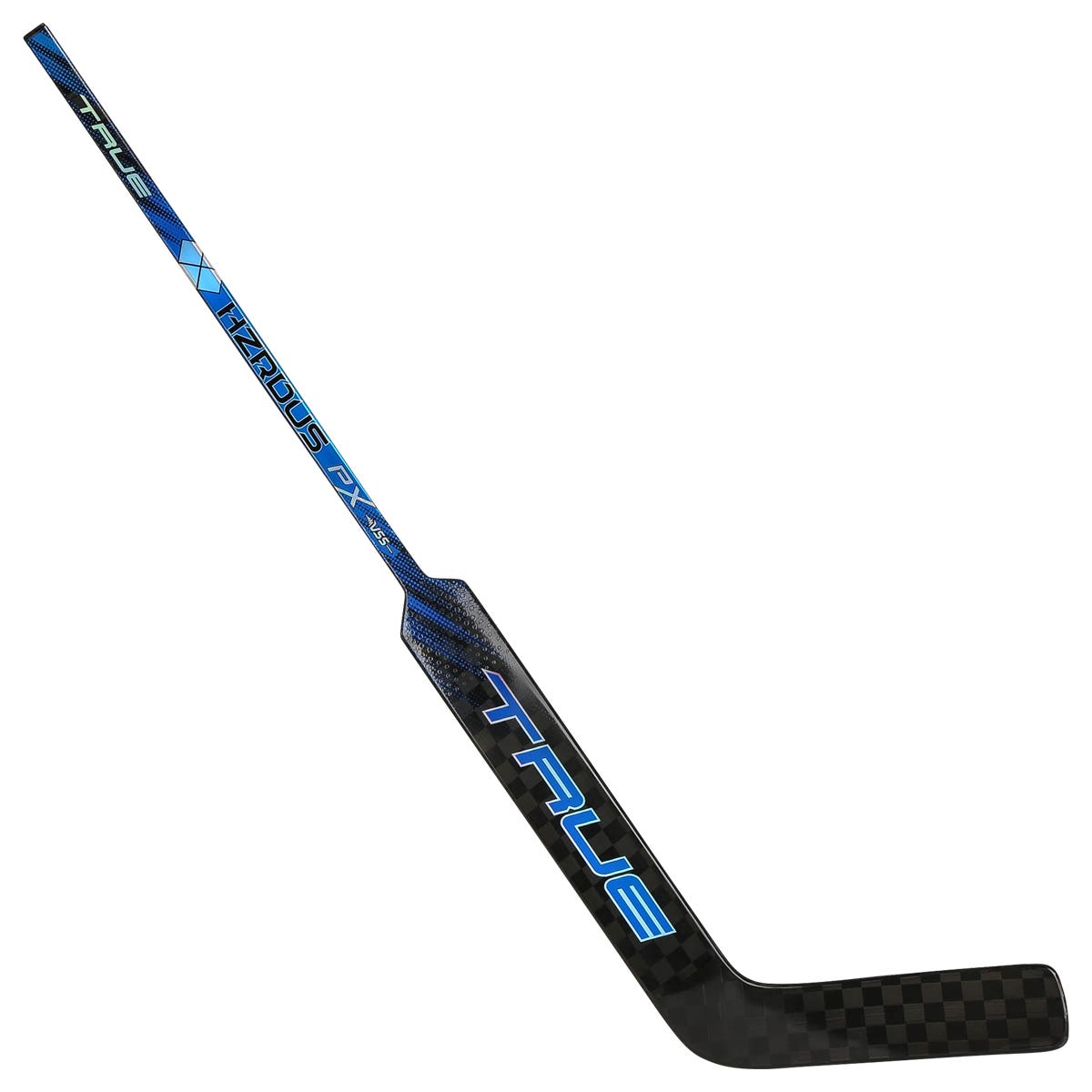 True HZRDUS PX Junior Goalie Stick in Black/Royal Size 21in