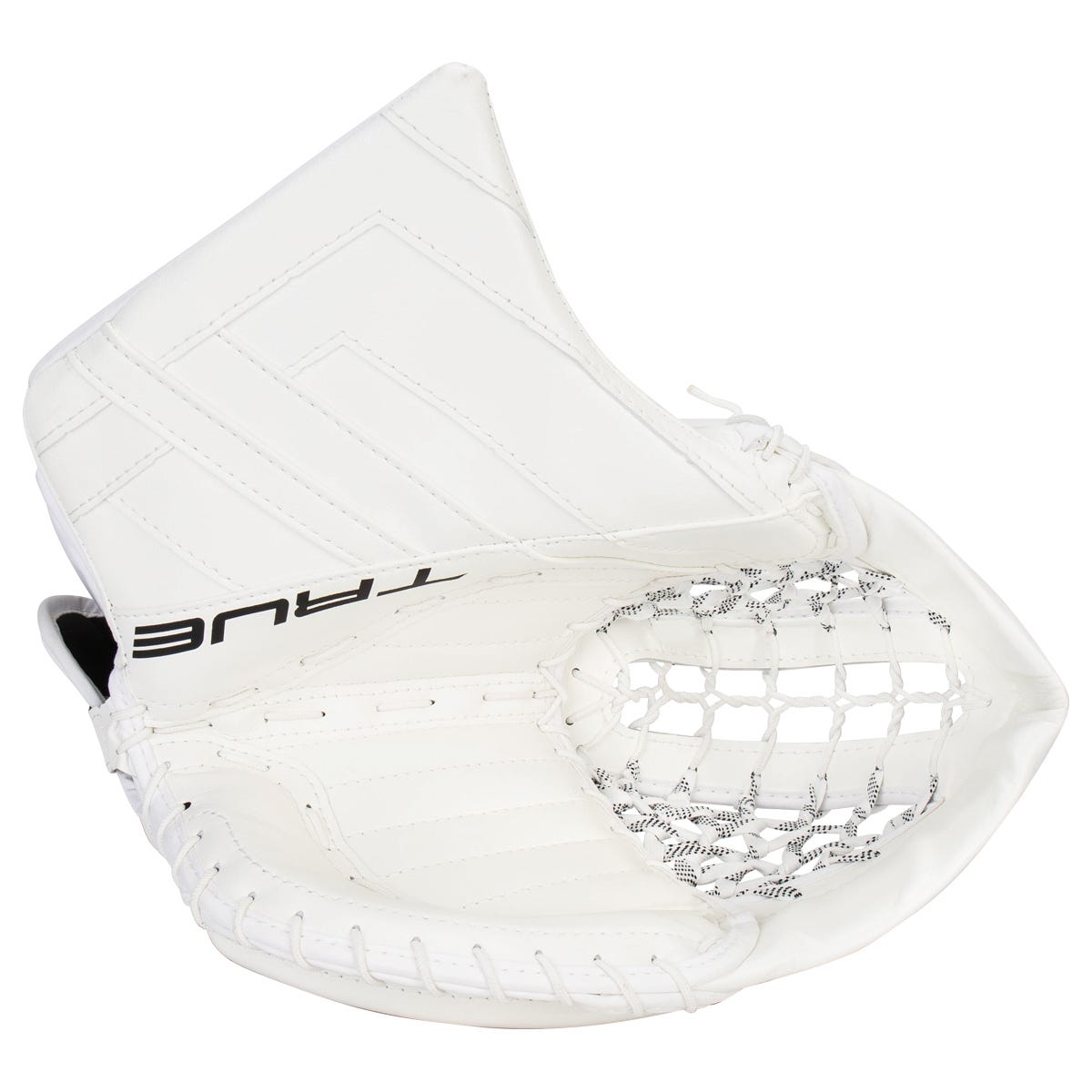 True HZRDUS 7X4 Senior Goalie Glove in White/White