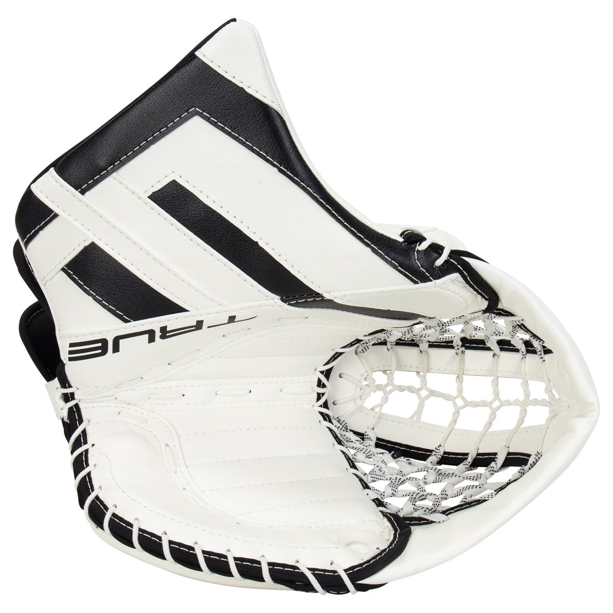 True HZRDUS 9X4 Senior Goalie Glove in White/Black