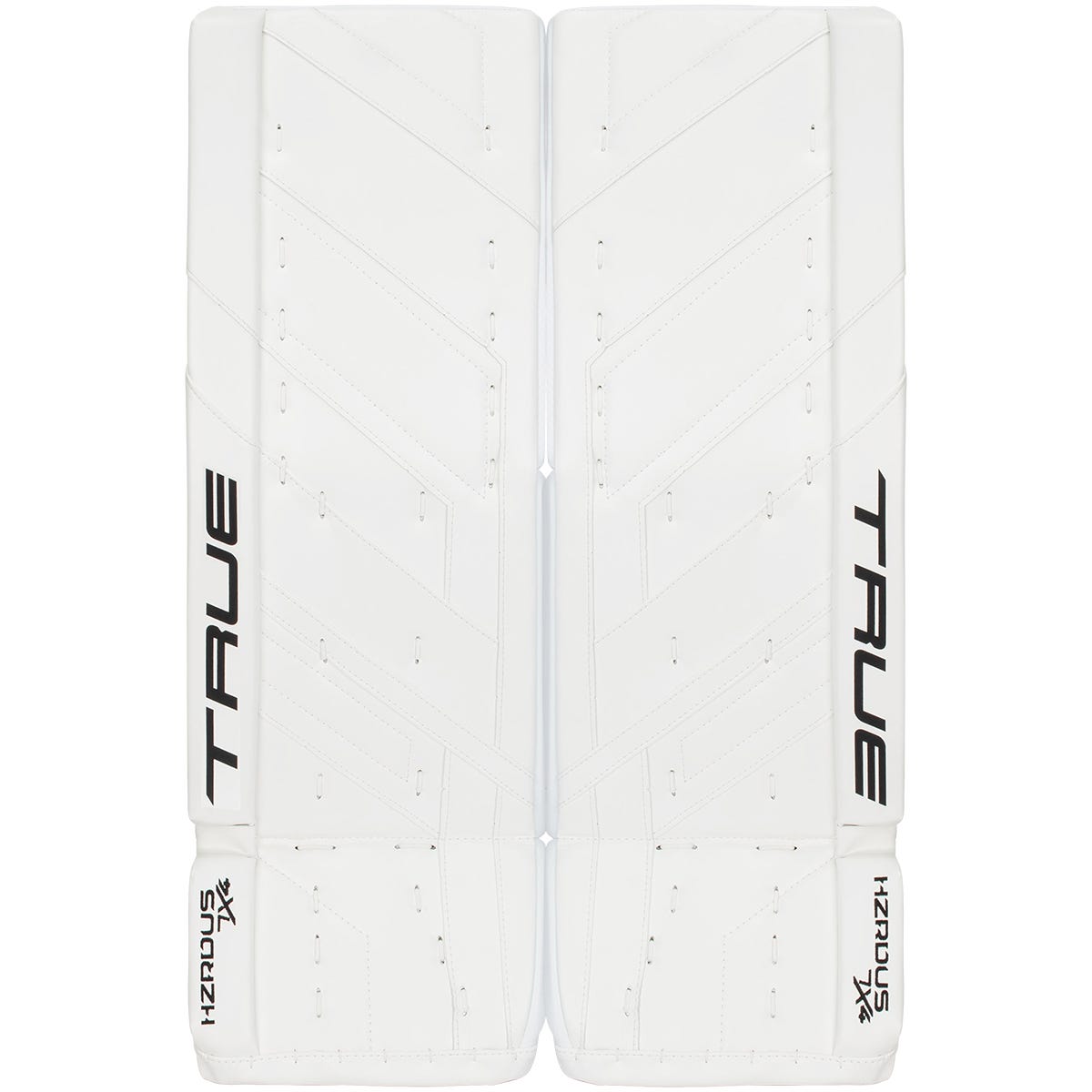 True HZRDUS 7X4 Intermediate Goalie Leg Pads in White/White Size 29+2in