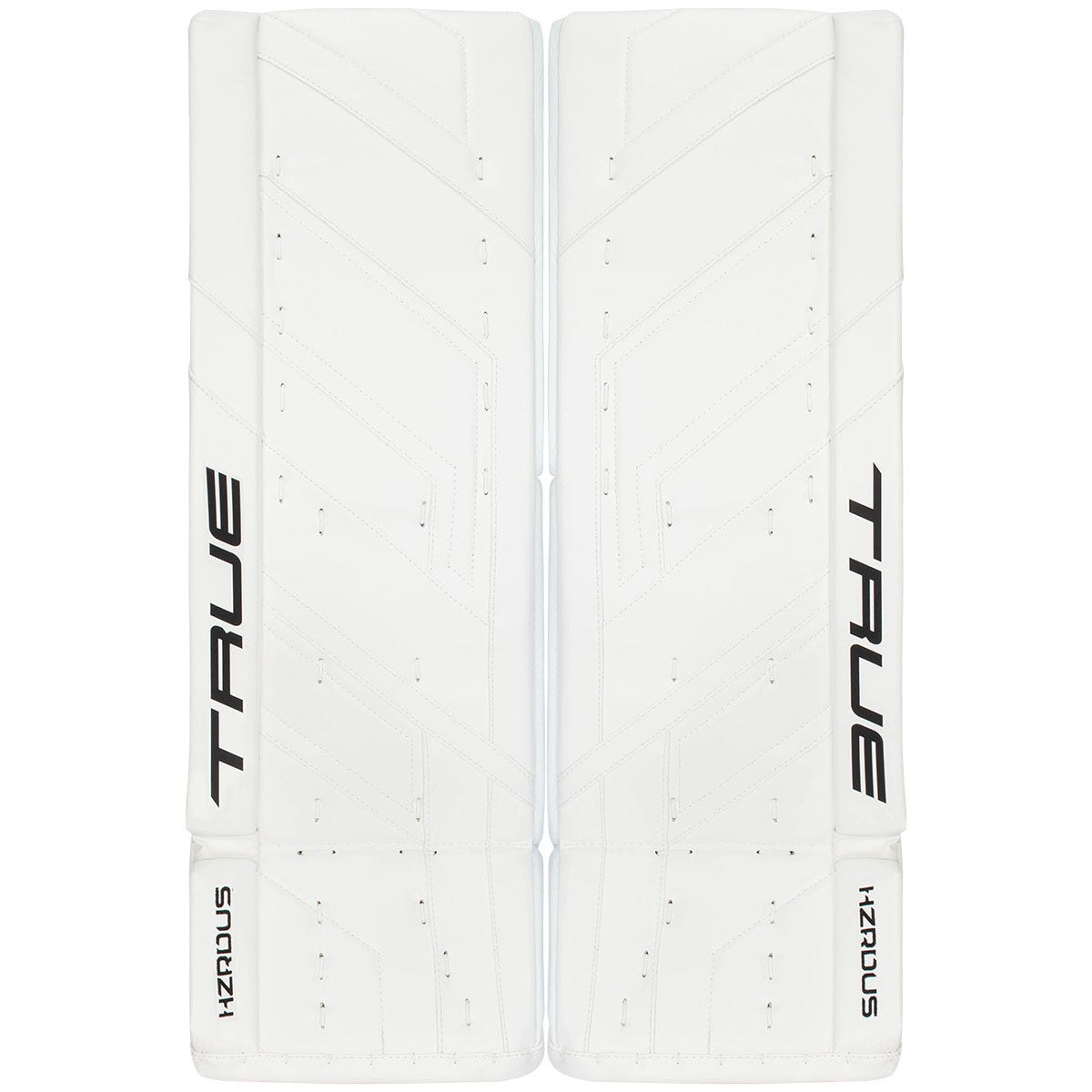 True HZRDUS 7X4 Senior Goalie Leg Pads in White/White Size 35+2in